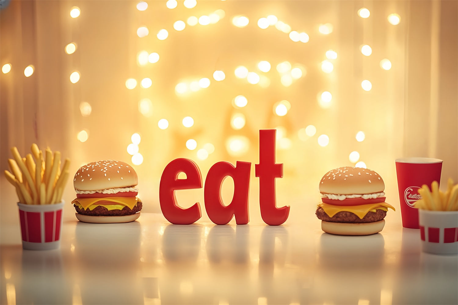 Cake Smash Backdrops Burger Fries Glow Backdrop UK CSH6-314