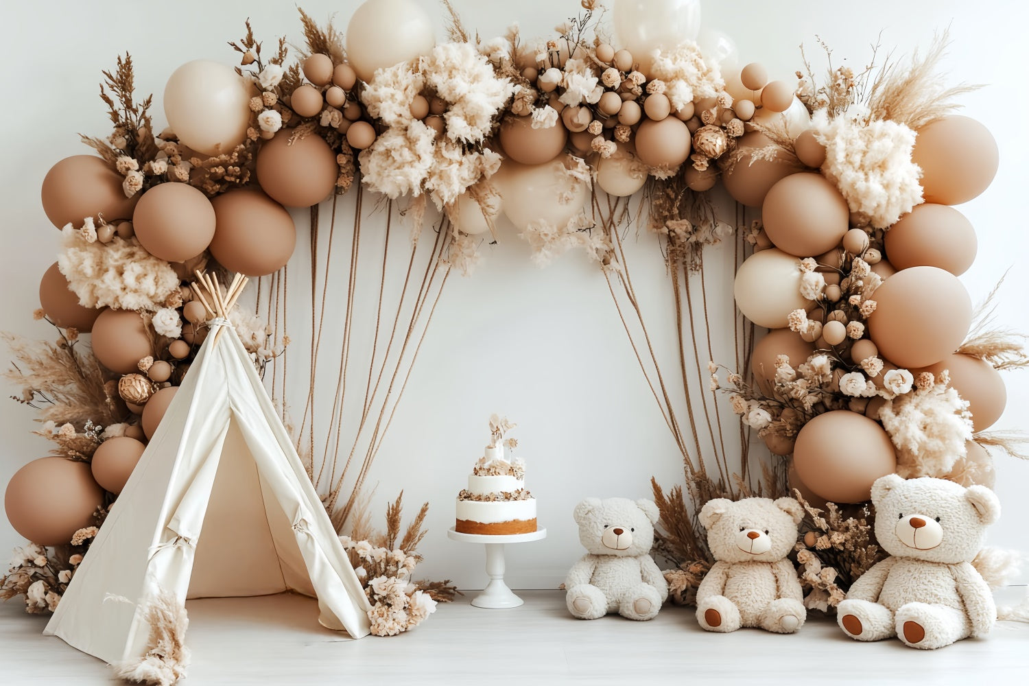 Backdrop For Birthday Rustic Teddy Tent Boho Backdrop UK CSH6-321