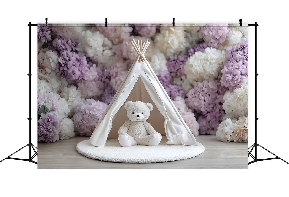 Smash Cake Backdrop Fluffy Bear Flower Tent Backdrop UK CSH6-325
