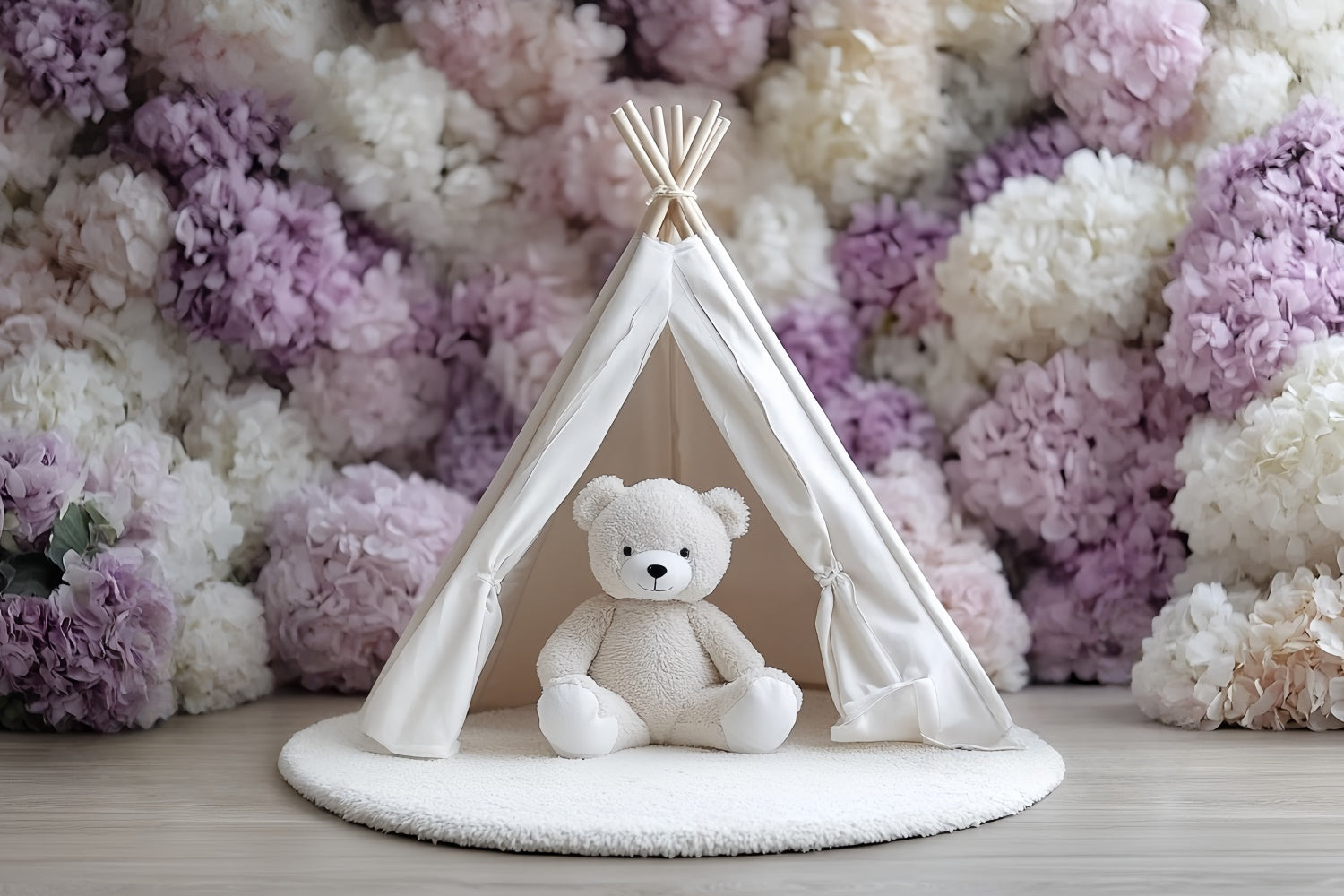 Smash Cake Backdrop Fluffy Bear Flower Tent Backdrop UK CSH6-325