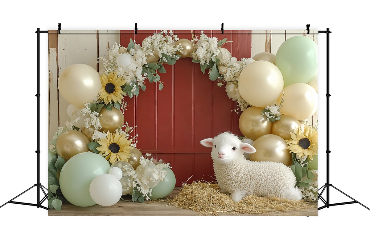 Cake Smash Backdrop Little Lamb Bloom Bash Backdrop UK CSH6-330