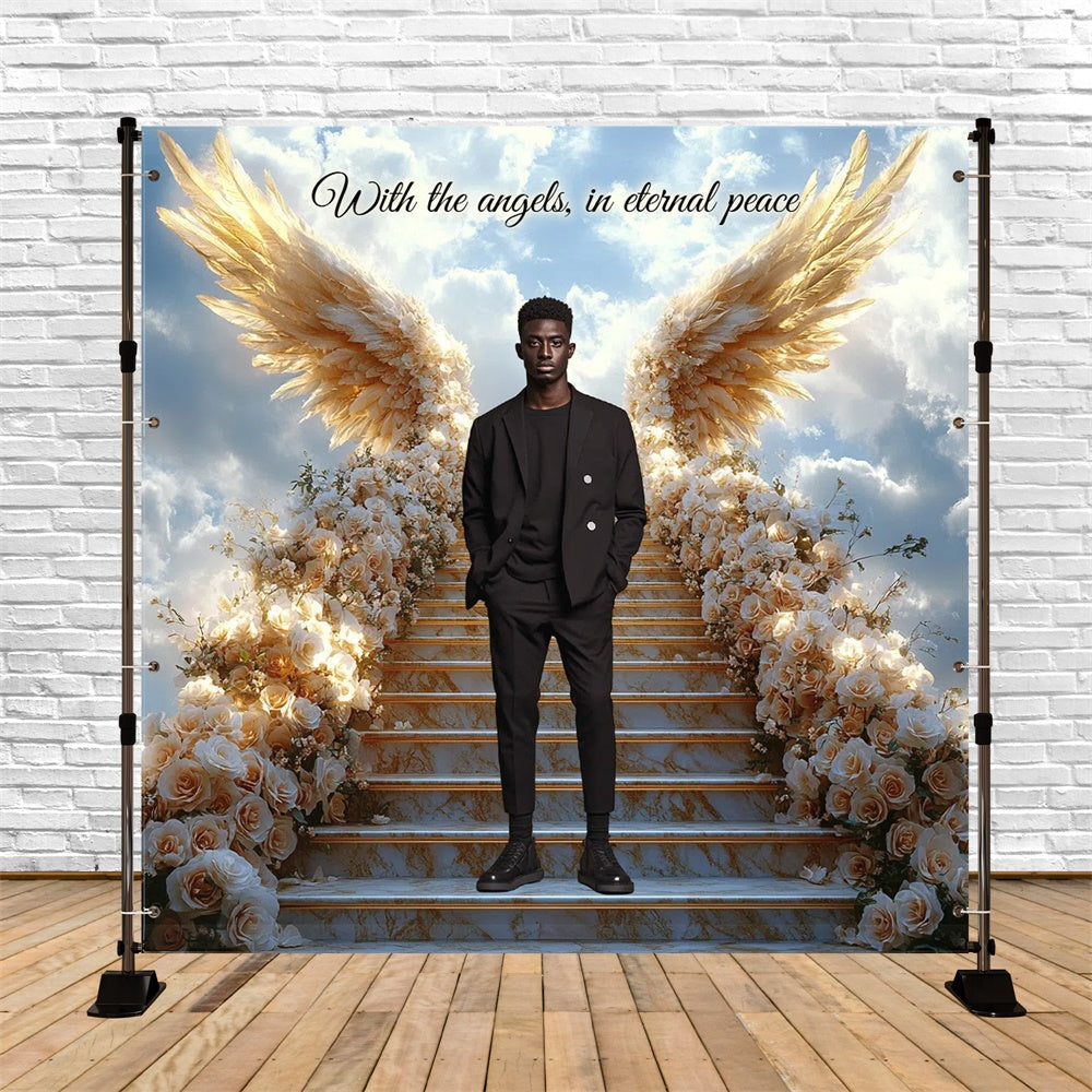 Memorial Backdrop Graceful Goodbye Staircase Custom Backdrop UK CSH6-345
