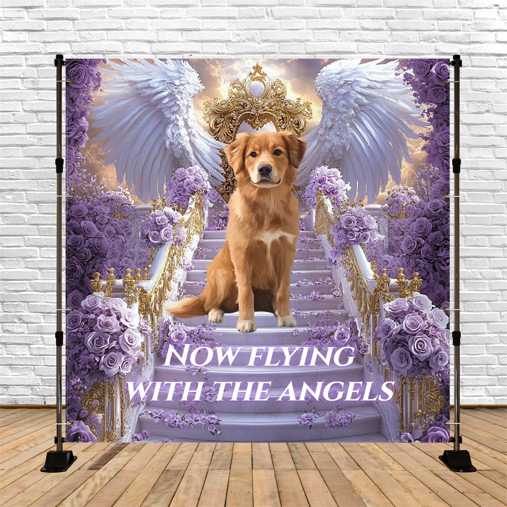 Memorial Backdrop Lavender Wings Pet Tribute Custom Backdrop UK CSH6-349