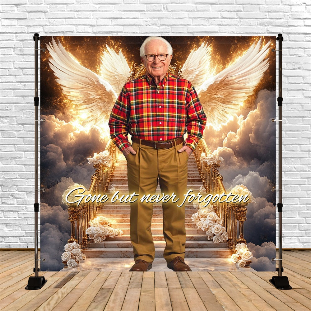 Memorial Backdrop White Rose Farewell Personalized Backdrop UK CSH6-351
