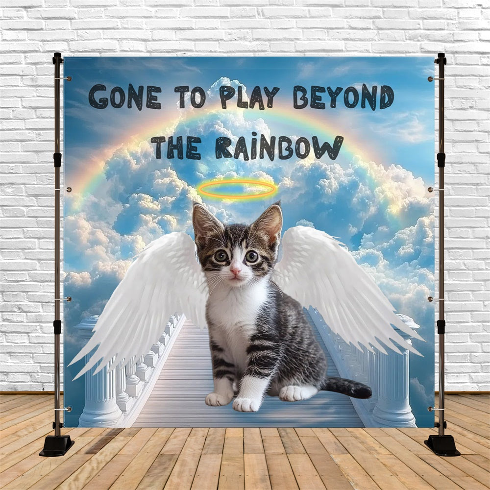 Memorial Backdrop Ideas Angel Kitten Rainbow Customized Backdrop UK CSH6-354