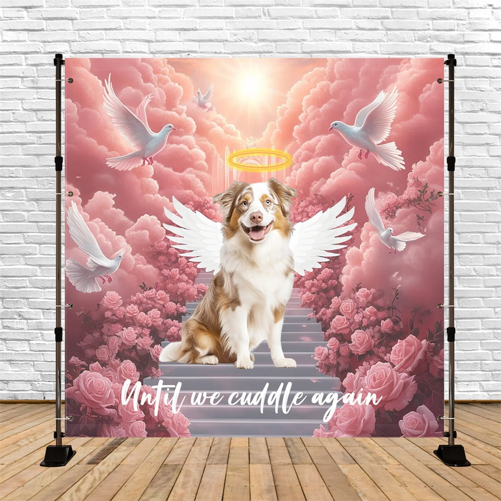 Memorial Backdrop Rose Cloud Puppy Farewell Personalized Backdrop UK CSH6-356