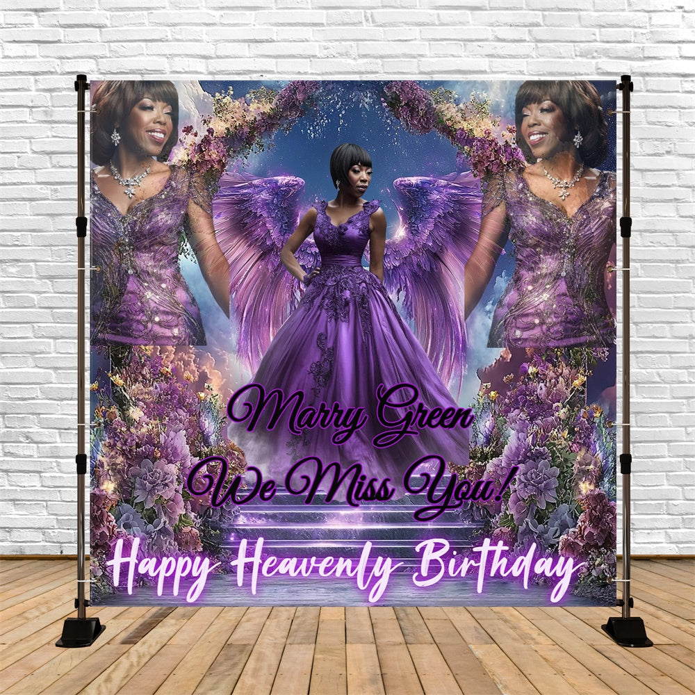 Memorial Backdrop Violet Bloom Birthday Tribute Custom Backdrop UK CSH6-362