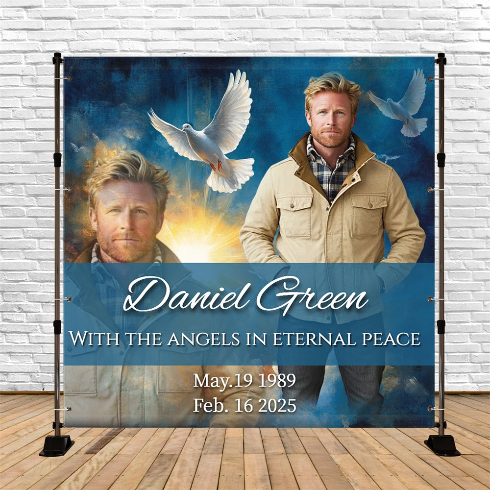 Memorial Backdrop Ideas Golden Sky Farewell Personalized Backdrop UK CSH6-363