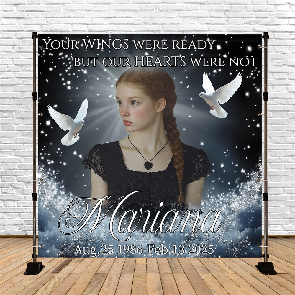 Memorial Backdrop Starlight Farewell Dove Personalized Backdrop UK CSH6-365