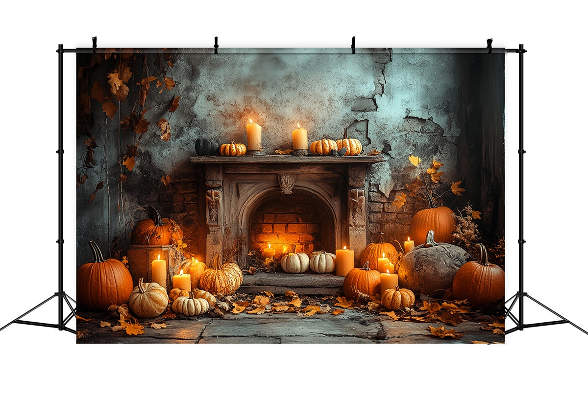 Halloween Photo Backdrop Haunted Harvest Fireplace Backdrop UK CSH6-73