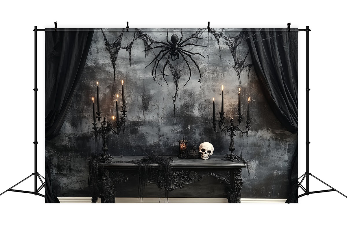 Scary Halloween Backdrop Skull Spider Midnight Altar Backdrop UK CSH6-77