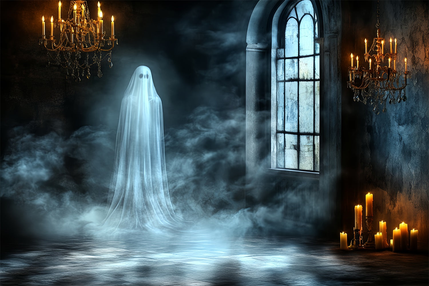Photography Halloween Backdrop Ghostly Gothic Window Backdrop UK CSH6-78
