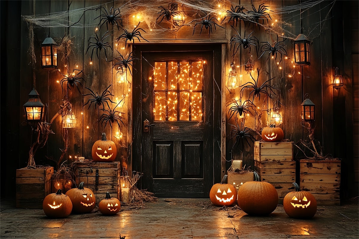 Halloween Backdrop Spooky Porch Lantern Spider Backdrop UK CSH6-80