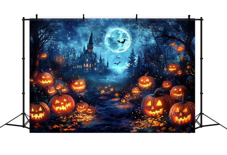 Spooky Forest Backdrop Magic Castle Pumpkin Halloween Backdrops UK CSH6-81