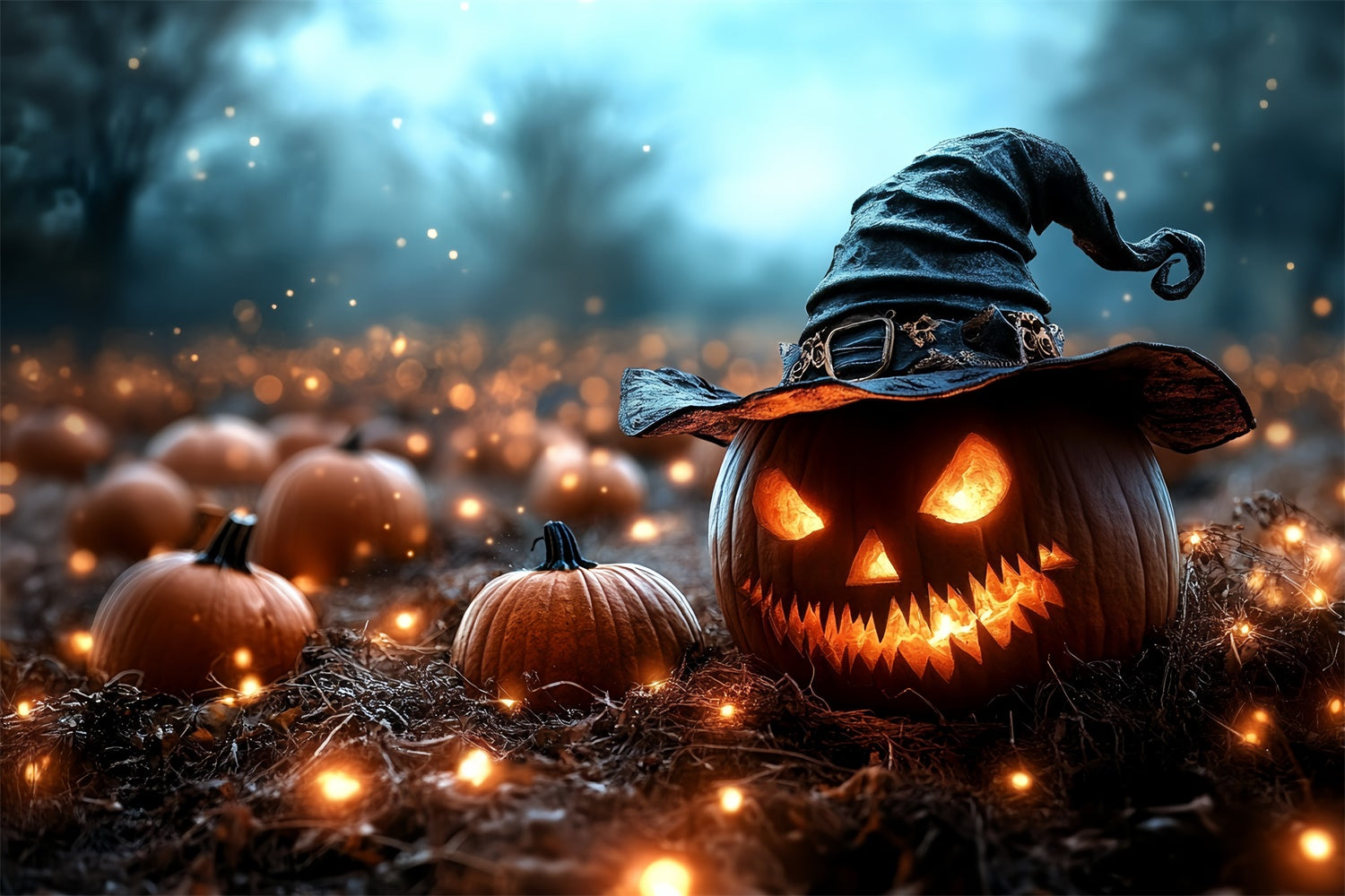 Halloween Photography Backdrop Wicked Pumpkin Wizard Backdrop UK CSH6-83