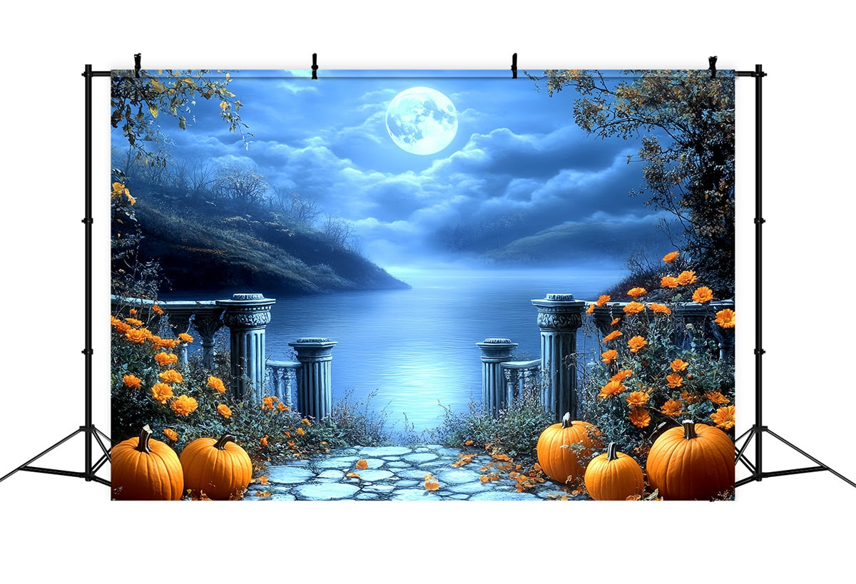 Photography Halloween Backdrop Gothic Lake Moonlight Backdrop UK CSH6-85