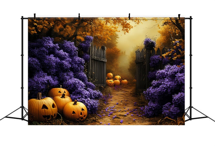 Halloween Photo Backdrops Haunted Floral Pumpkin Backdrop UK CSH6-89