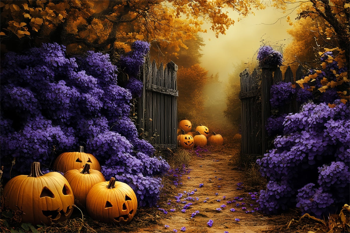 Halloween Photo Backdrops Haunted Floral Pumpkin Backdrop UK CSH6-89