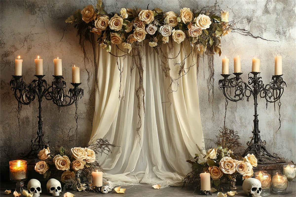 Scary Halloween Backdrops Skull Altar Gothic Rose Backdrop UK CSH6-96