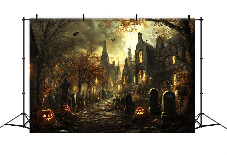 Halloween Graveyard Backdrop Spooky Cemetery Trail Backdrop UK CSH6-98