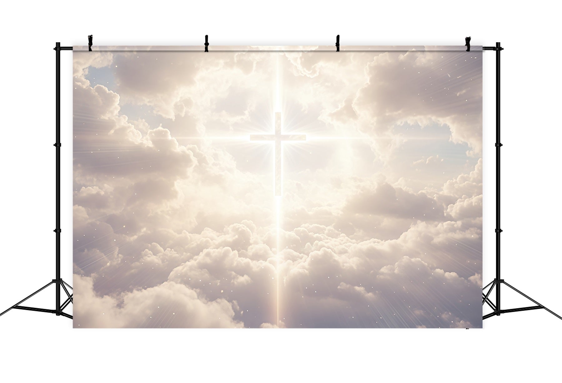 Easter Backdrops For Church Heavenly Light Cross Clouds Easter Backdrop UK CSH61-1