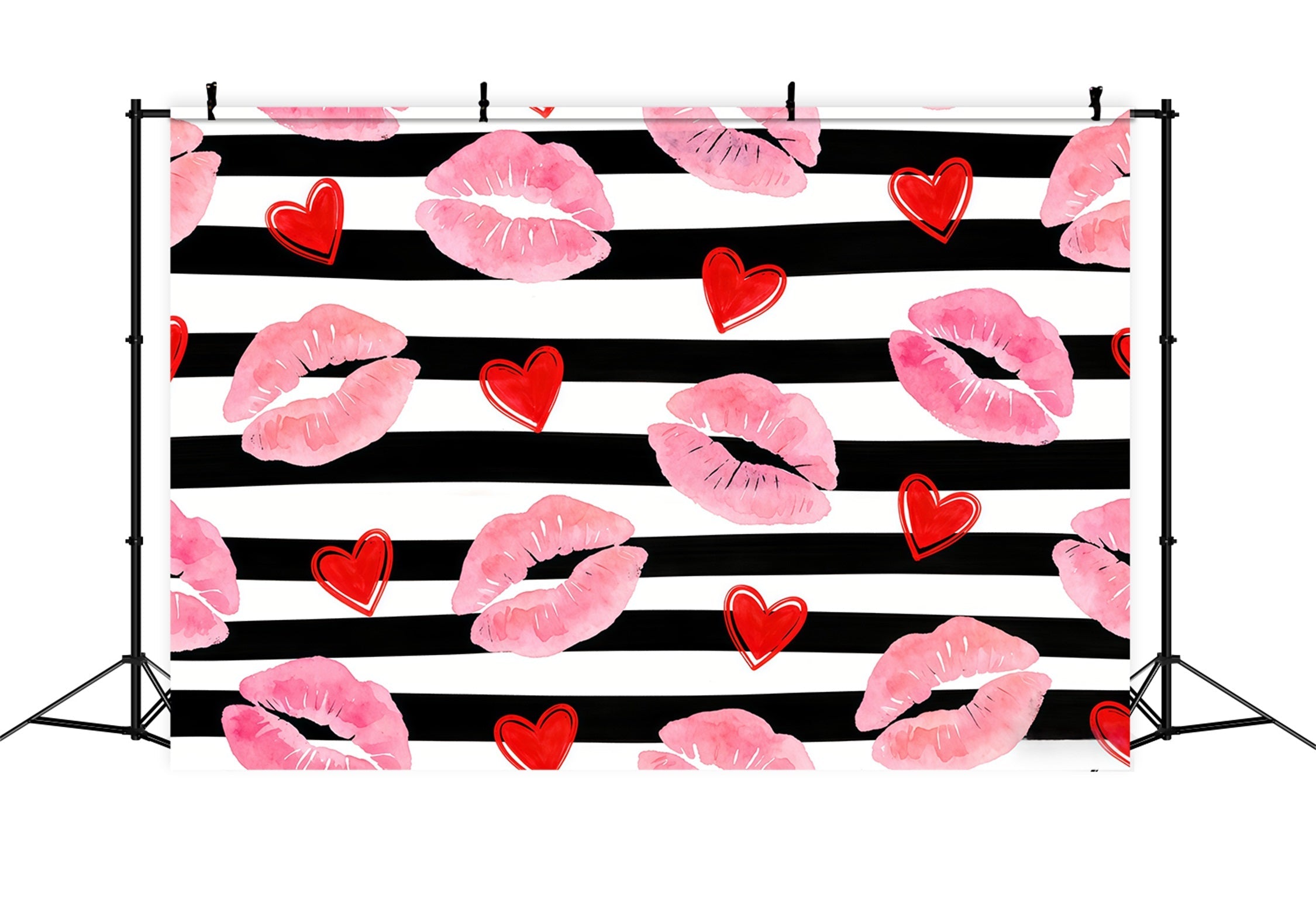 Kissing Lips Valentine Backdrop Watercolor Heart Pattern Valentine Backdrop Ideas UK CSH61-102