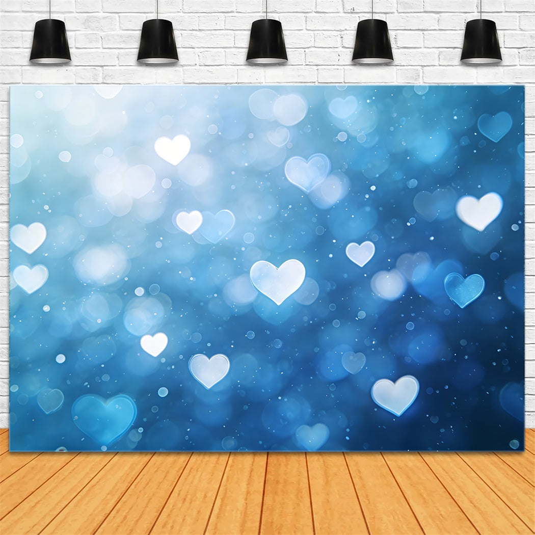 Bokeh Valentine Backdrop Romantic Blue Heart Glow Valentines Backdrop UK CSH61-104
