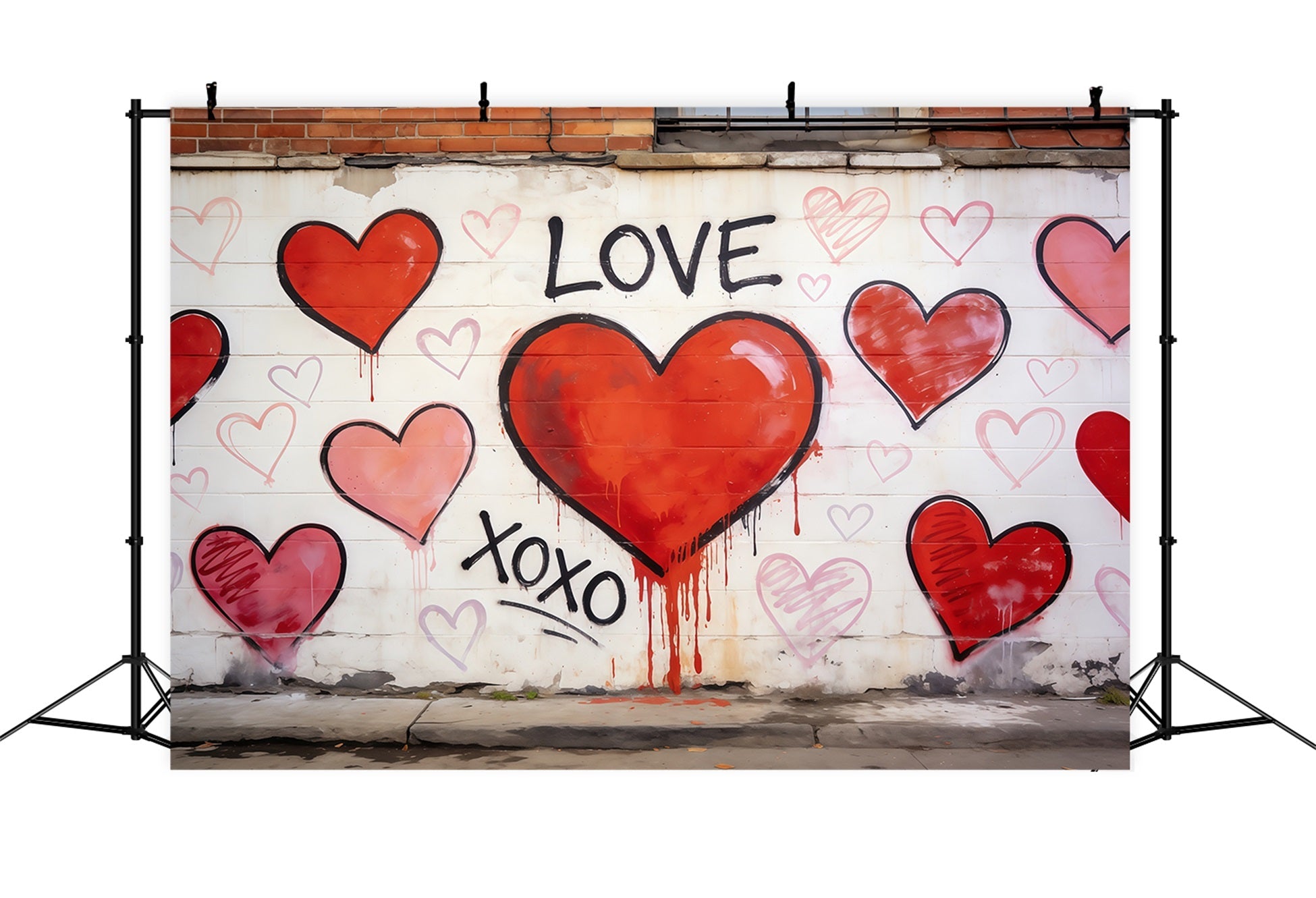 Graffiti Wall Valentine Backdrop Urban Love Heart Valentine's Day Photo Backdrop UK CSH61-105