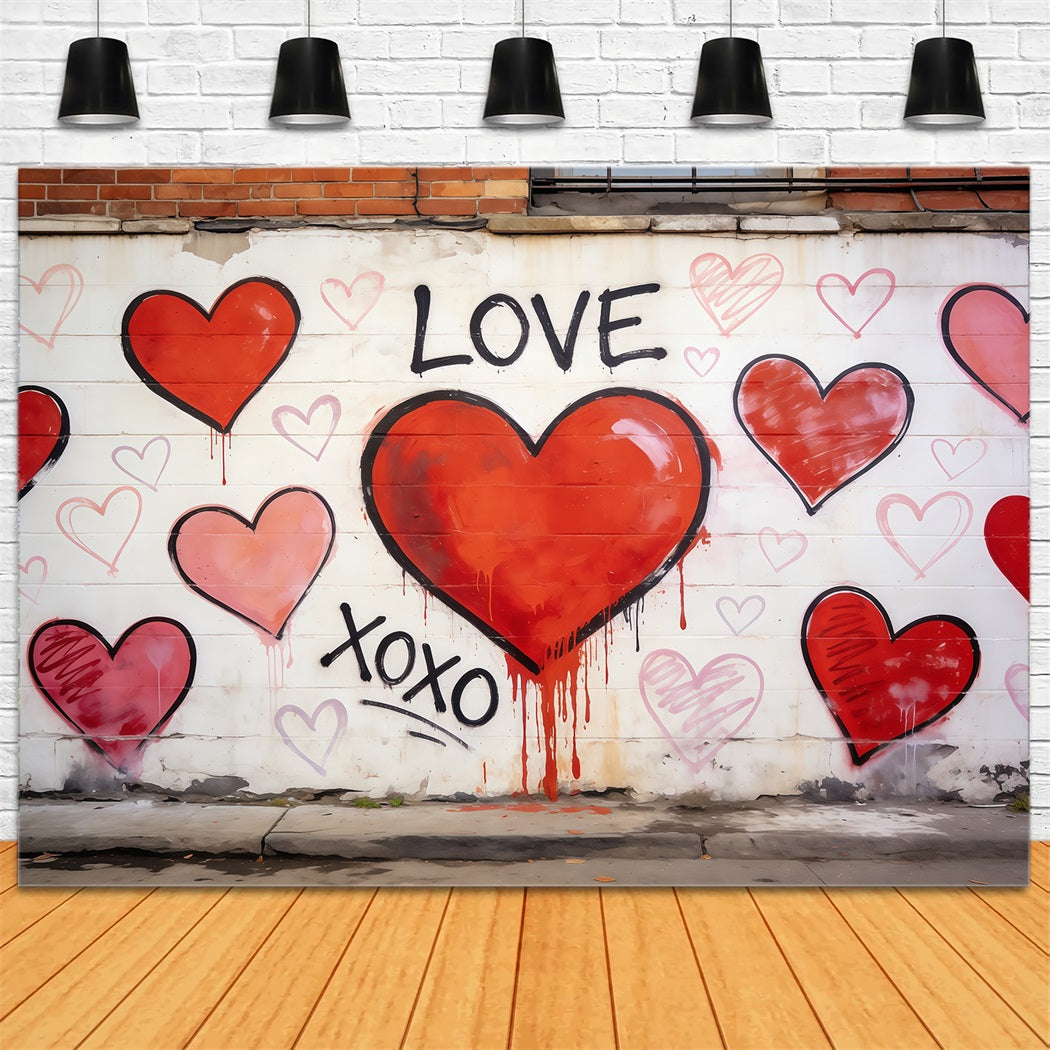 Graffiti Wall Valentine Backdrop Urban Love Heart Valentine's Day Photo Backdrop UK CSH61-105
