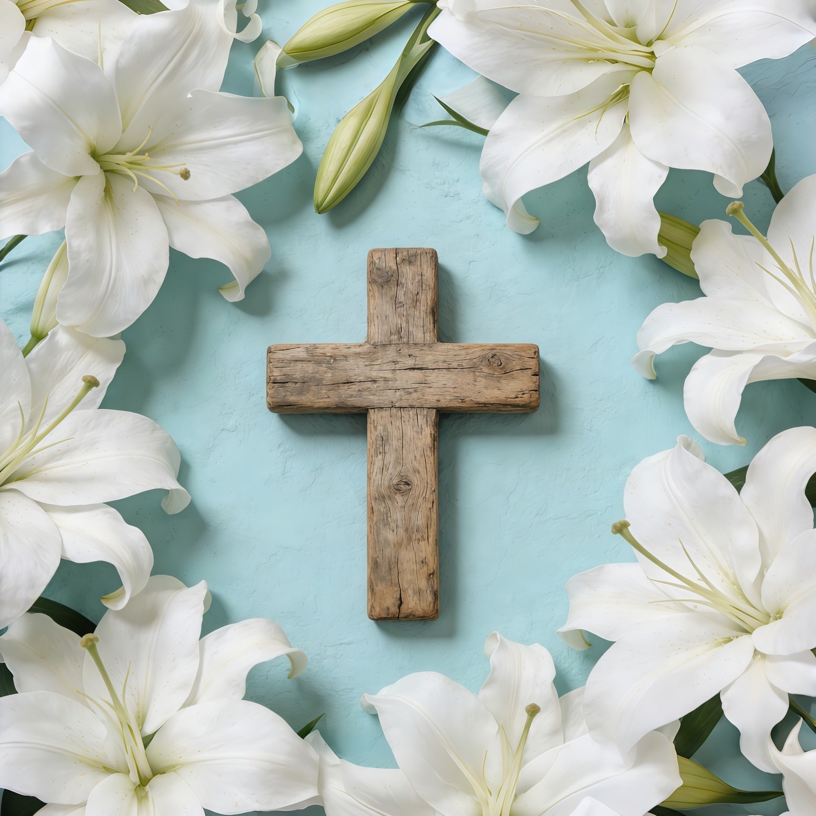 Easter Church Photo Backdrop Floral Cross Lily Flatlyy Easter Backdrop For Pictures UK CSH61-11