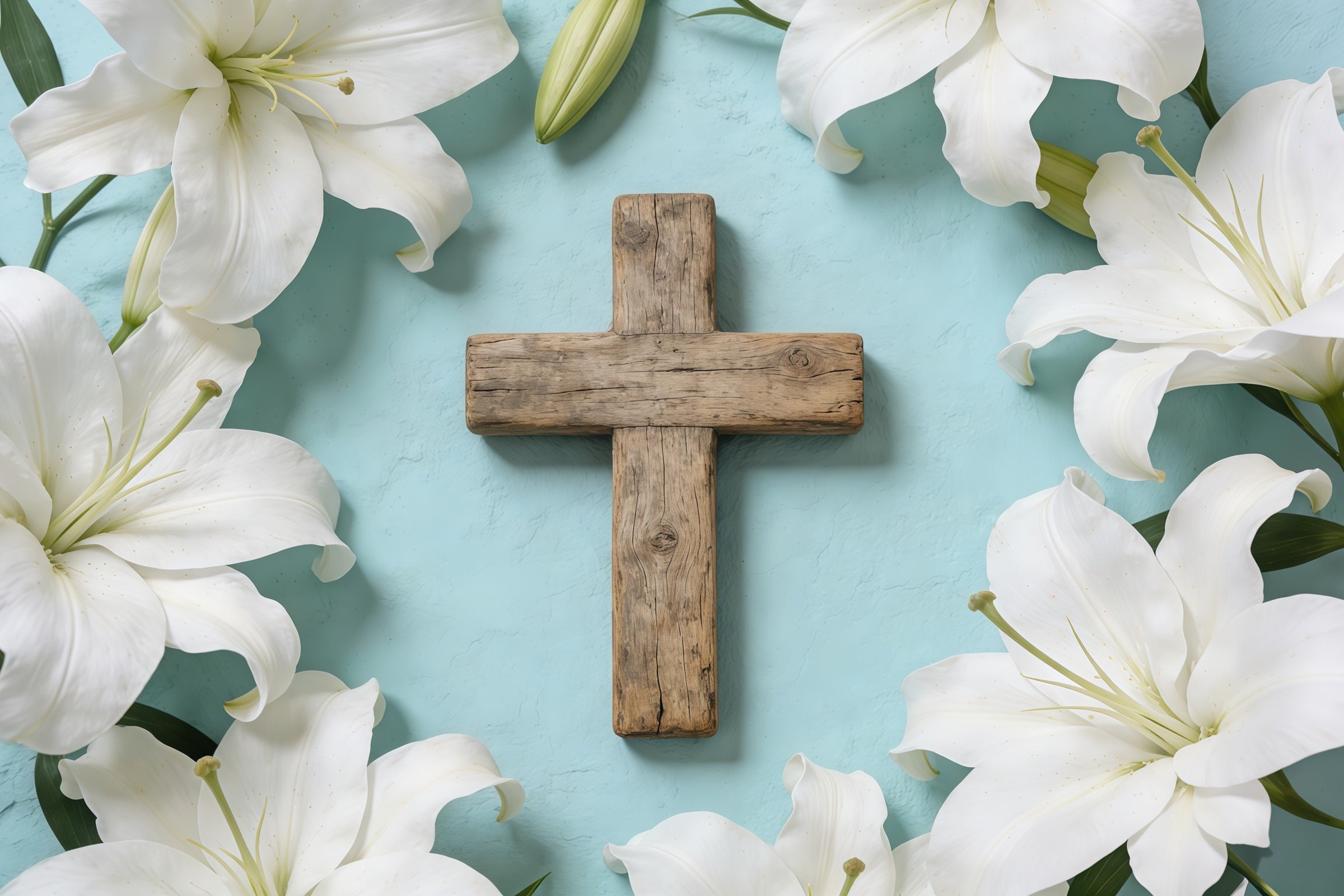 Easter Church Photo Backdrop Floral Cross Lily Flatlyy Easter Backdrop For Pictures UK CSH61-11