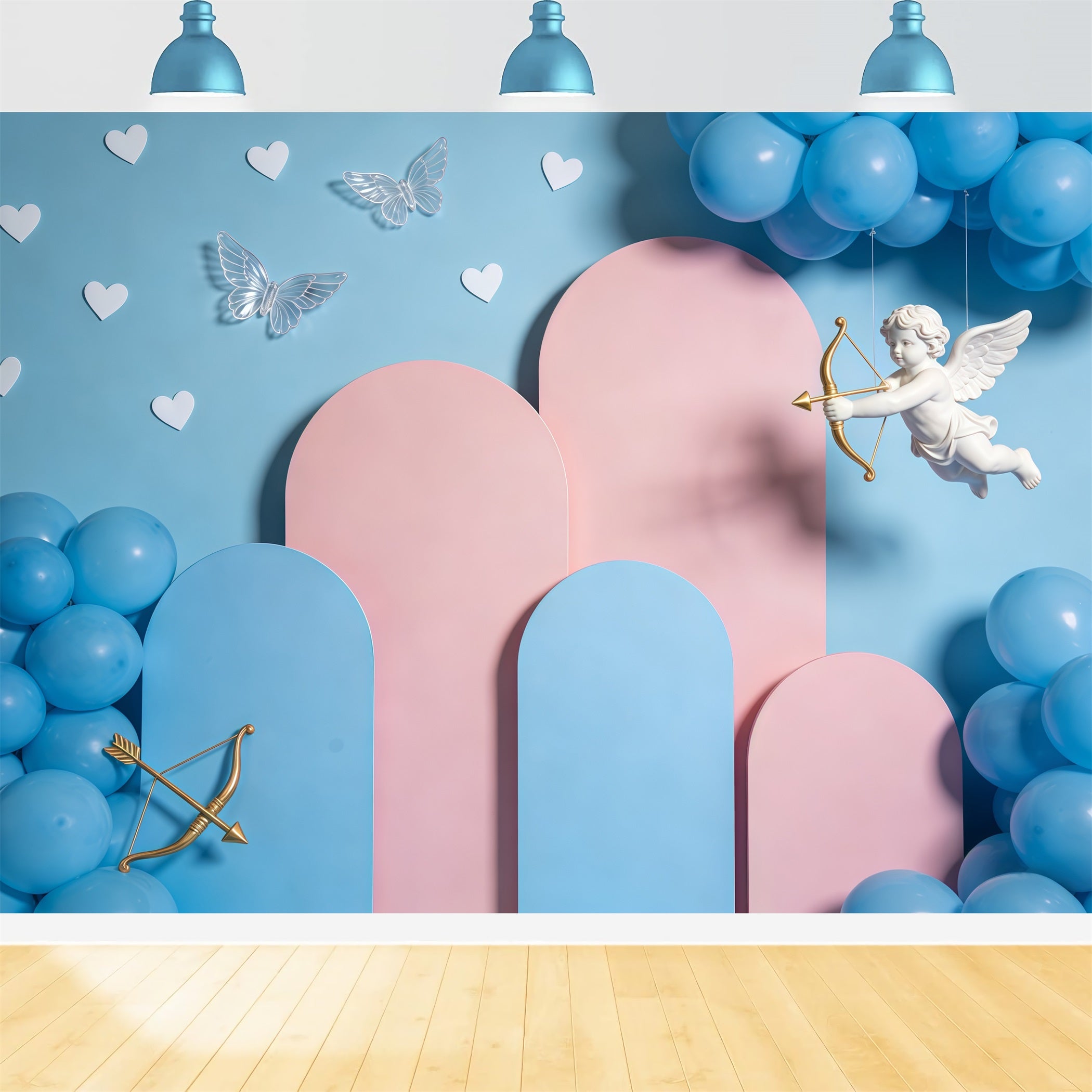 Cupid Valentine's Day Backdrop Arch Balloon Display Valentine Backdrops For Pictures UK CSH61-112