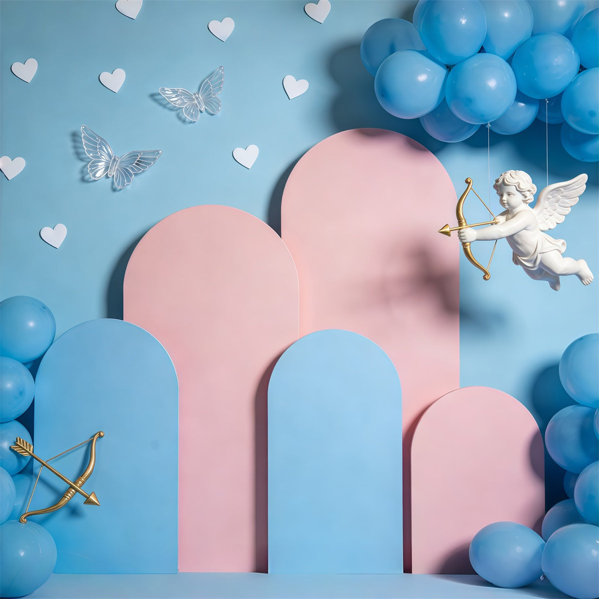 Cupid Valentine's Day Backdrop Arch Balloon Display Valentine Backdrops For Pictures UK CSH61-112