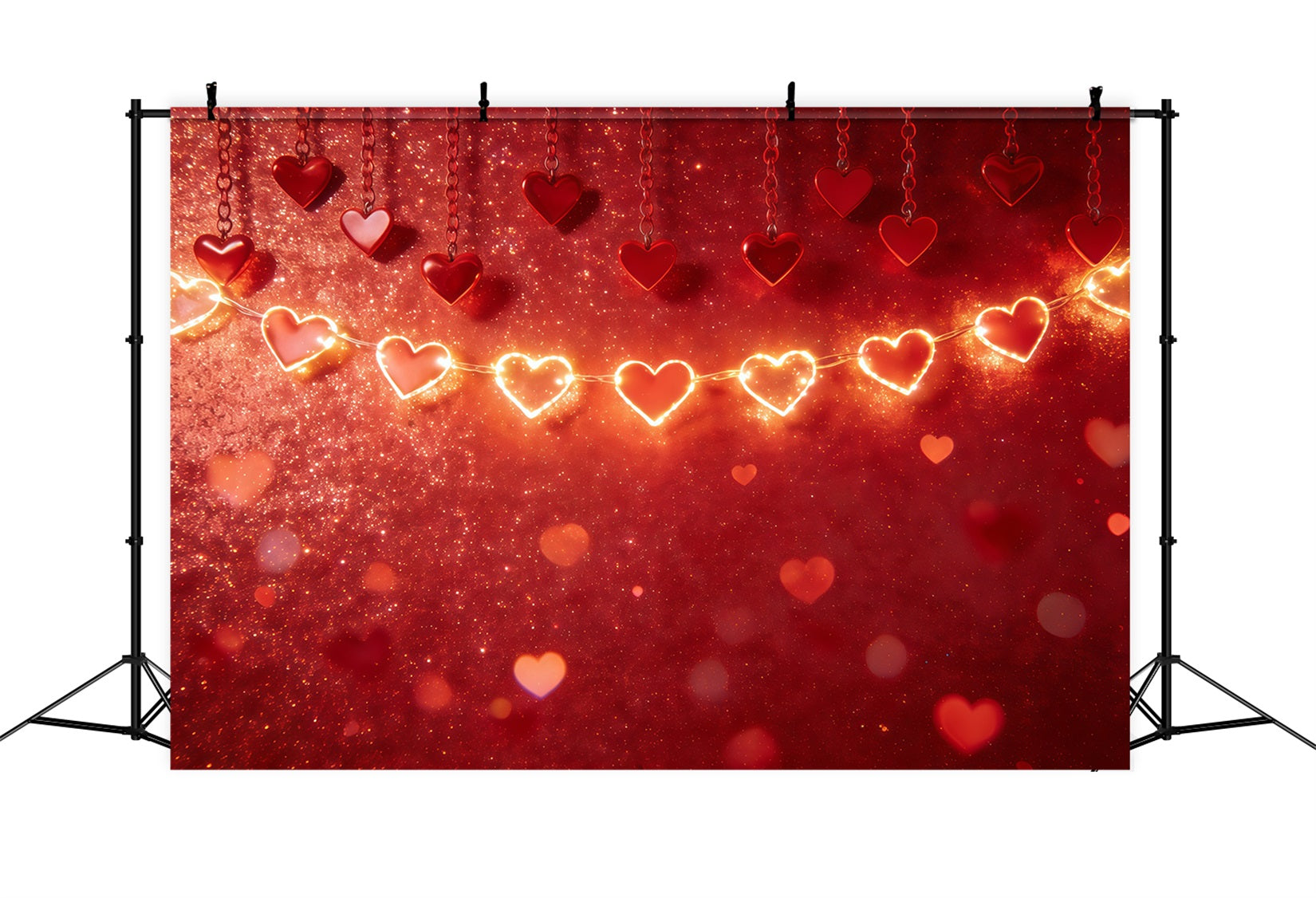 Glitter Valentine's Day Backdrop Glowing Heart Garland Valentine's Day Backdrops For Pictures UK CSH61-114