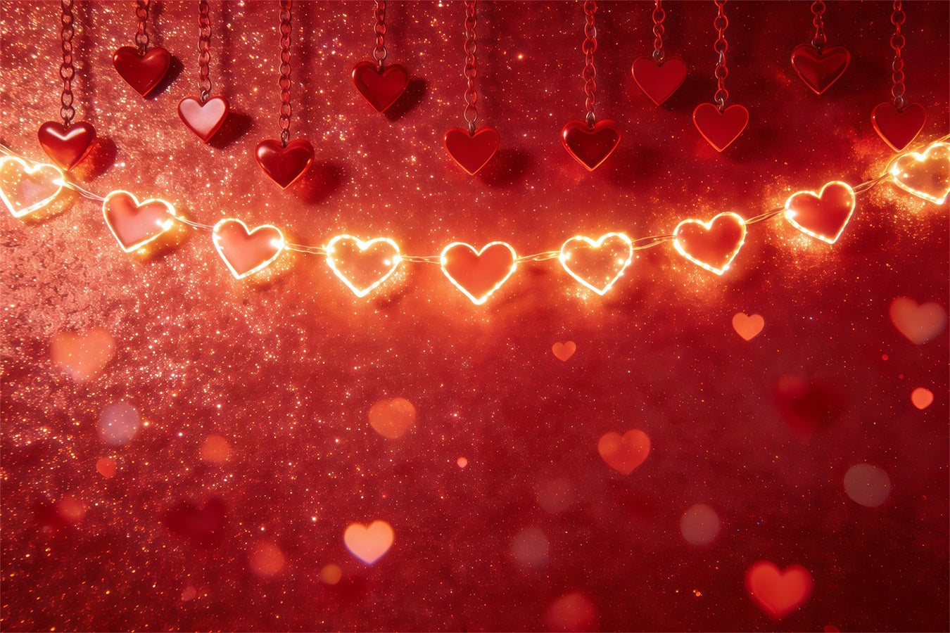 Glitter Valentine's Day Backdrop Glowing Heart Garland Valentine's Day Backdrops For Pictures UK CSH61-114