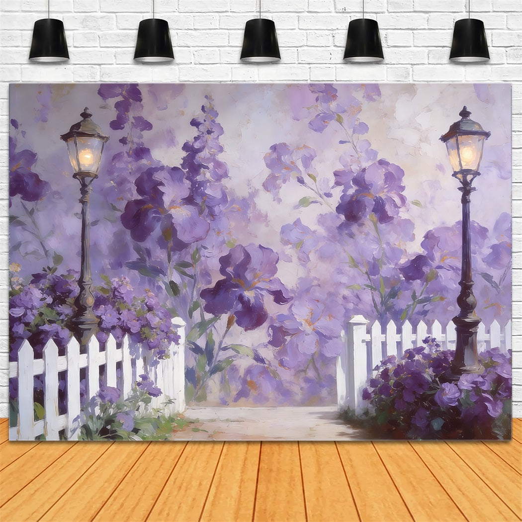 Floral Garden Backdrop Lantern Lavender Blossom Pathway Floral Backdrop Photoshoot UK CSH61-120