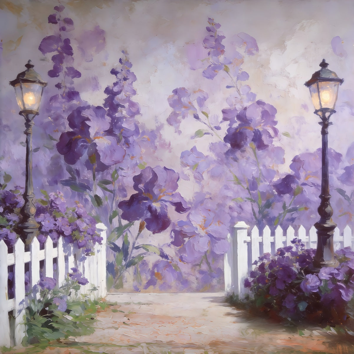 Floral Garden Backdrop Lantern Lavender Blossom Pathway Floral Backdrop Photoshoot UK CSH61-120