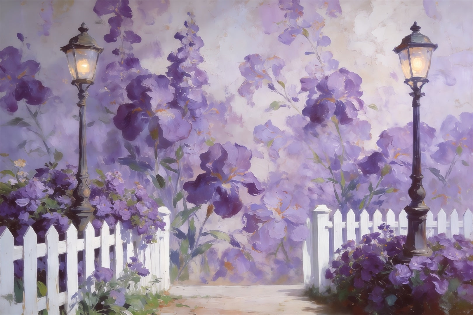 Floral Garden Backdrop Lantern Lavender Blossom Pathway Floral Backdrop Photoshoot UK CSH61-120
