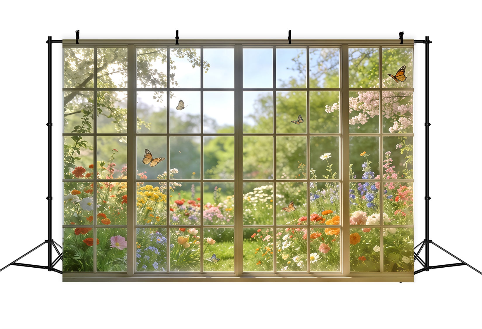 Spring Garden Backdrop Sunlit Window Butterfly View Backdrops Floral UK CSH61-124