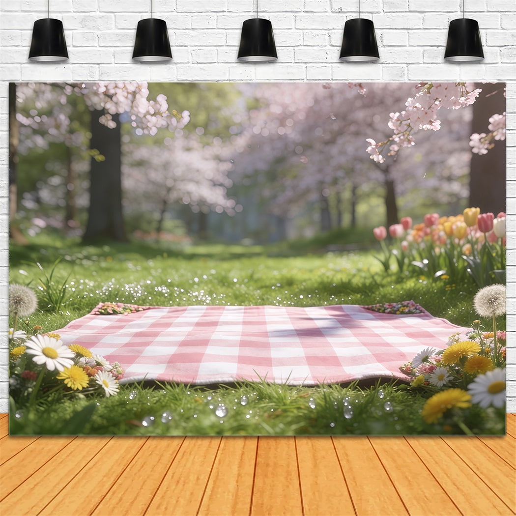 Picnic Photo Backdrop Cherry Picnic Meadow Blossom Backdrops For Spring UK CSH61-127