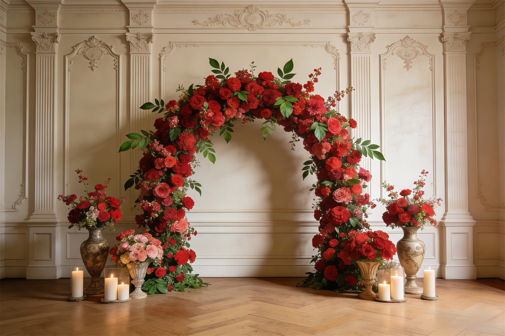 Wildflower Backdrop Ideas Elegant Red Rose Archway Pastel Floral Backdrop UK CSH61-128