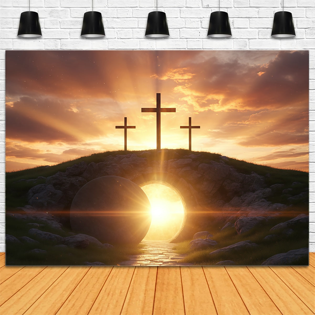 Easter Church Backdrop Resurrection Sunrise Empty Tomb Easter Backdrops UK CSH61-13