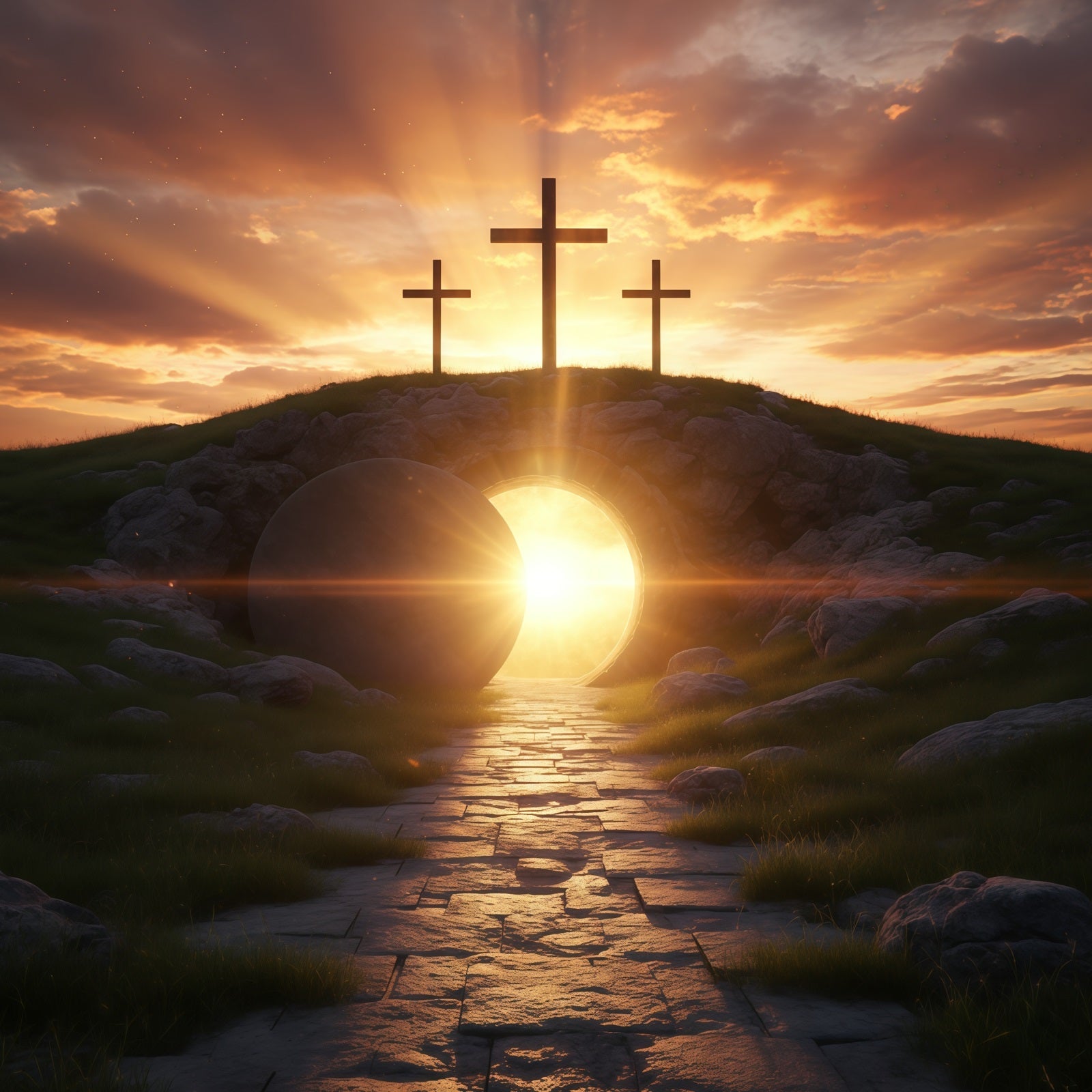 Easter Church Backdrop Resurrection Sunrise Empty Tomb Easter Backdrops UK CSH61-13