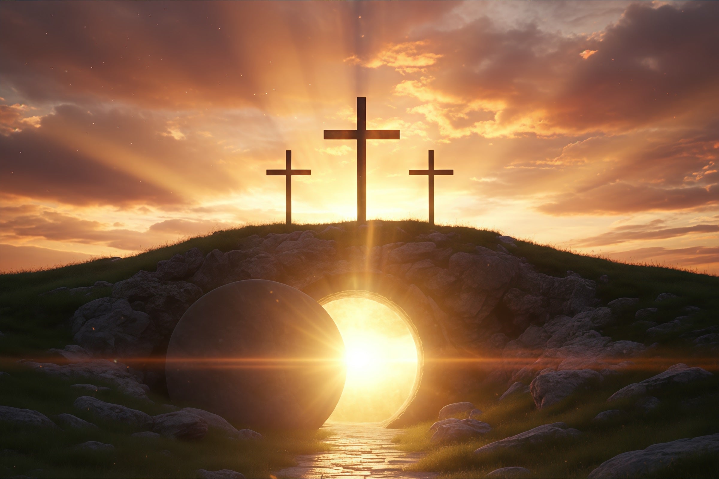 Easter Church Backdrop Resurrection Sunrise Empty Tomb Easter Backdrops UK CSH61-13