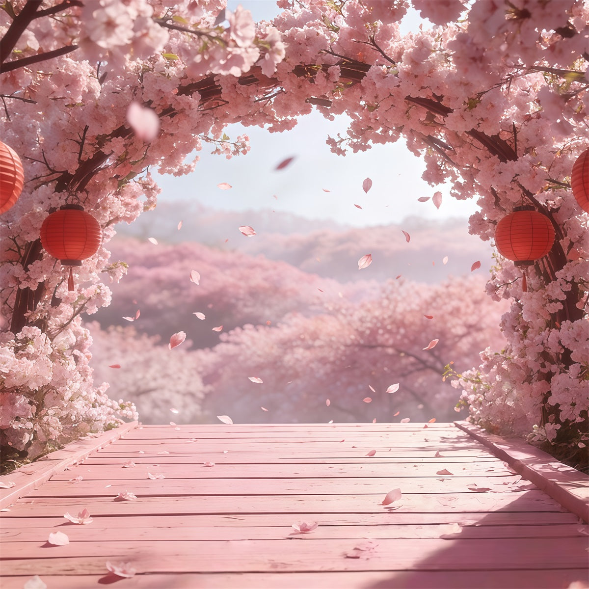 Cherry Blossom Backdrop Ideas Pink Flowers Lantern Archway Floral Backdrop Photography UK CSH61-137