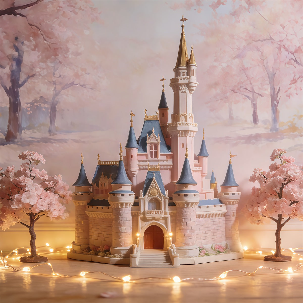 Backdrop Cherry Blossom Fairy Tale Dreamy Castle Floral Picture Backdrop UK CSH61-143