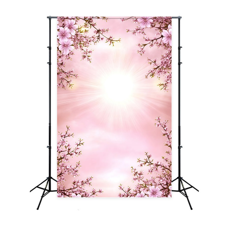 Spring Portrait Backdrops Pink Cherry Blossom Radiance Spring Backdrop For Pictures UK CSH61-158