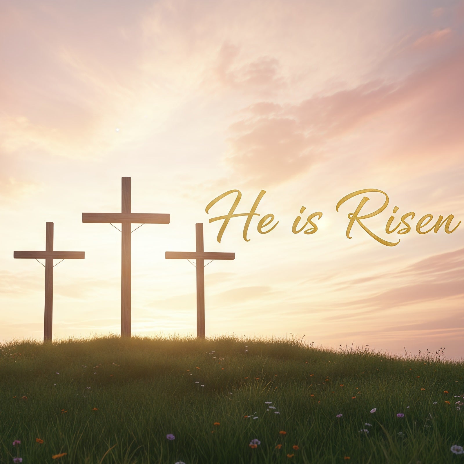 Church Easter Backdrops Sunrise Cross Resurrection Hill Easter Backdrop For Pictures UK CSH61-17