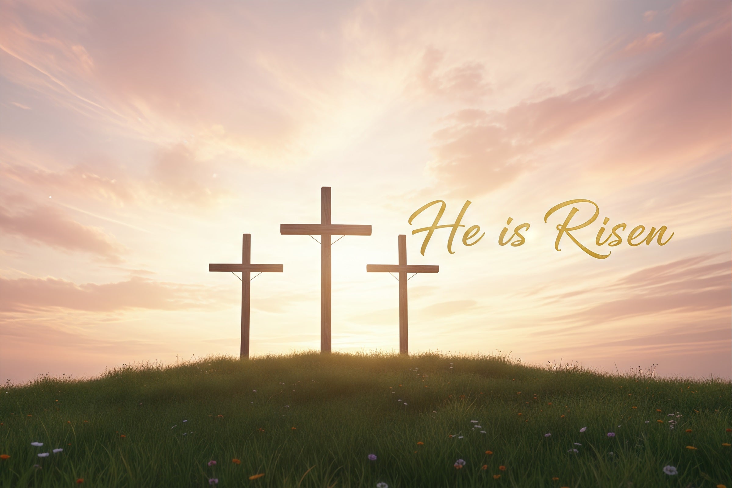 Church Easter Backdrops Sunrise Cross Resurrection Hill Easter Backdrop For Pictures UK CSH61-17