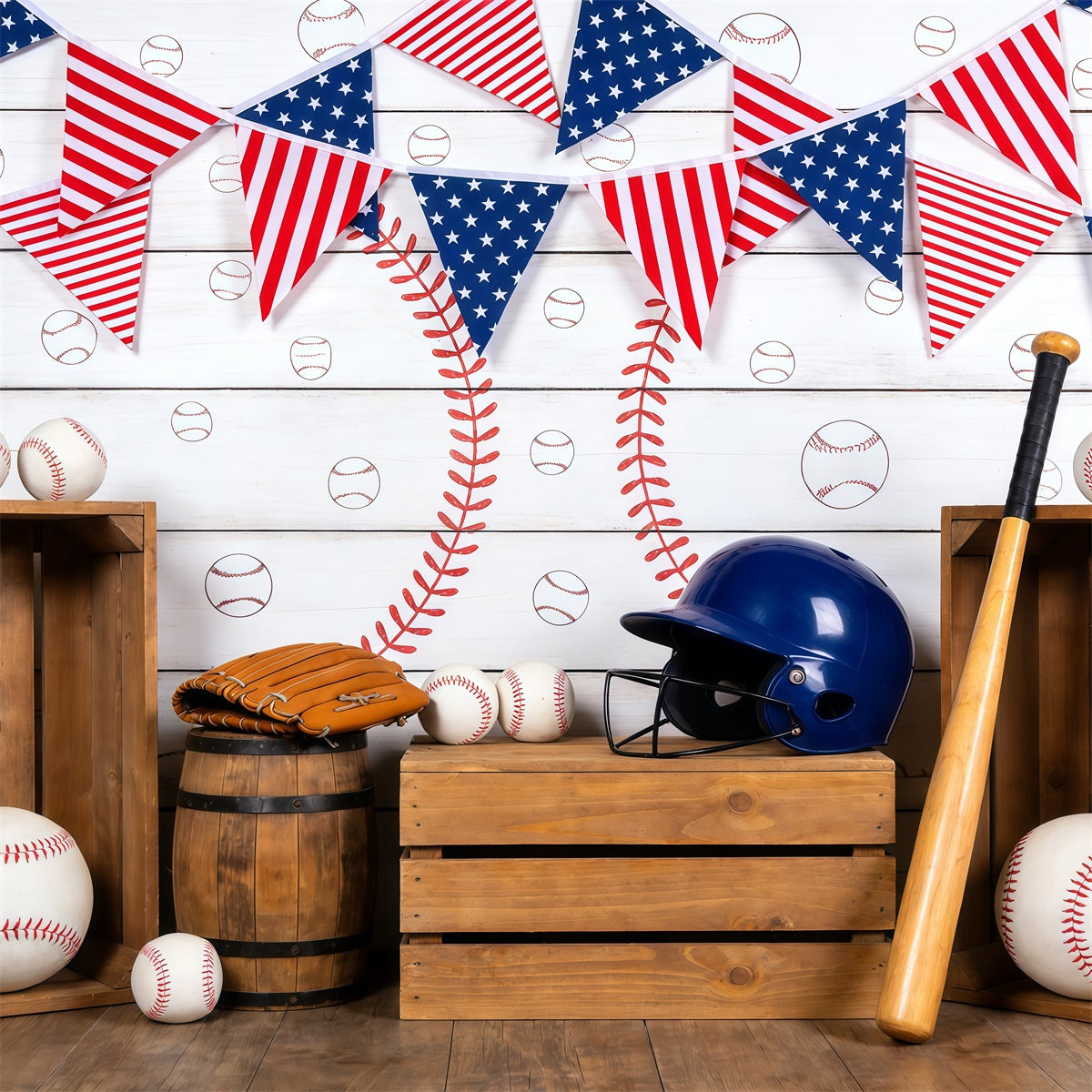 Baseball Backdrop Vintage Dugout Party Decor Sports Photography Backdrops UK CSH61-174